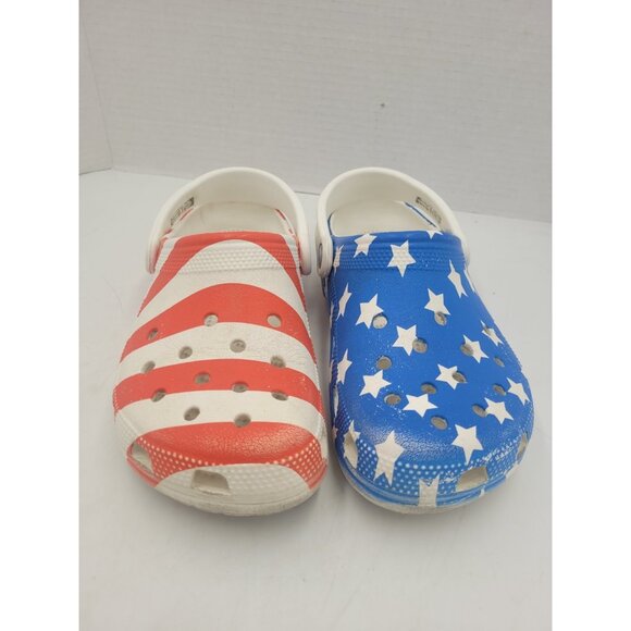 Crocs Classic American Flag Clogs Size Mens 5 Womens 7 USA Patriotic Shoes - Picture 3 of 11